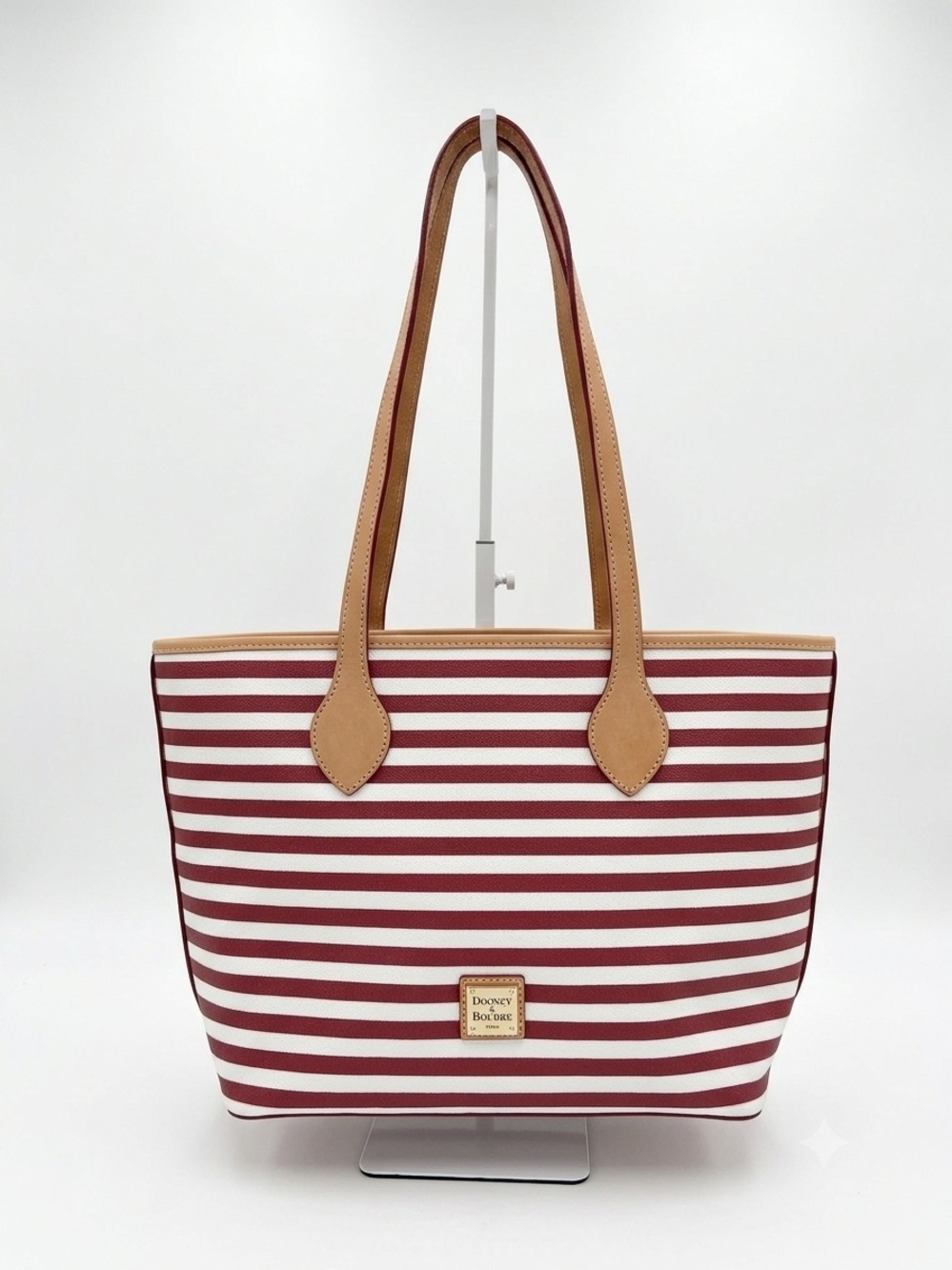 Dooney & Bourke Red & White Nautical Seaview Stripe Shopper Tote Bag. K3402769